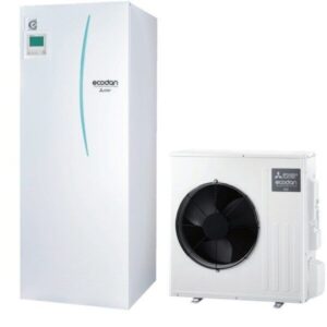Mitsubishi Electric Ecodan exterior SUZ-SWM100VA+ Hydrobox Duo ERST20D-VM2R1
